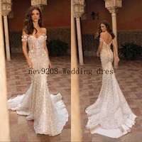 mermaid wedding dresses off the shoulder sweep train 3d floral applique bling beach wedding dress backless sequins sexy gowns