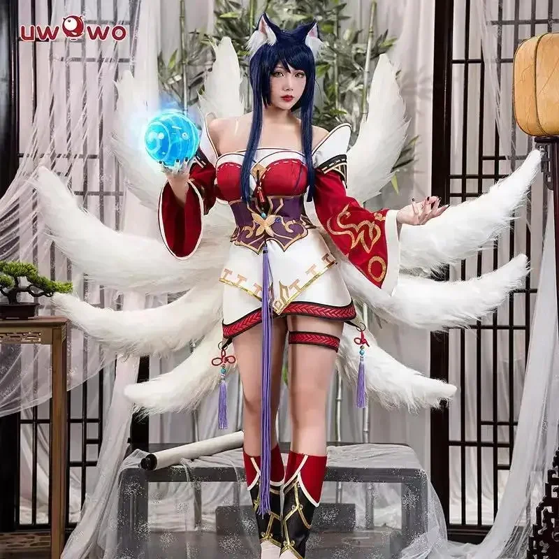 Фото Косплей В НАЛИЧИИ League of Legends/: Champion Ahri Nine Tails Wildd Riftt Game Косплей Костюм Ahri Хэллоуин Косплей №1