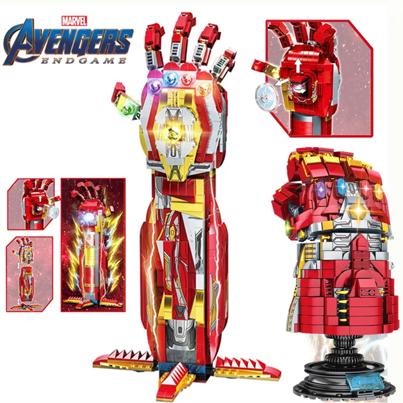 

New Marvel Avengers Iron Man Weapon Toy Weapon Thanos Thor Infinity Glove Gauntlet Mjolnir Stormbreaker Building Block Brick Kid