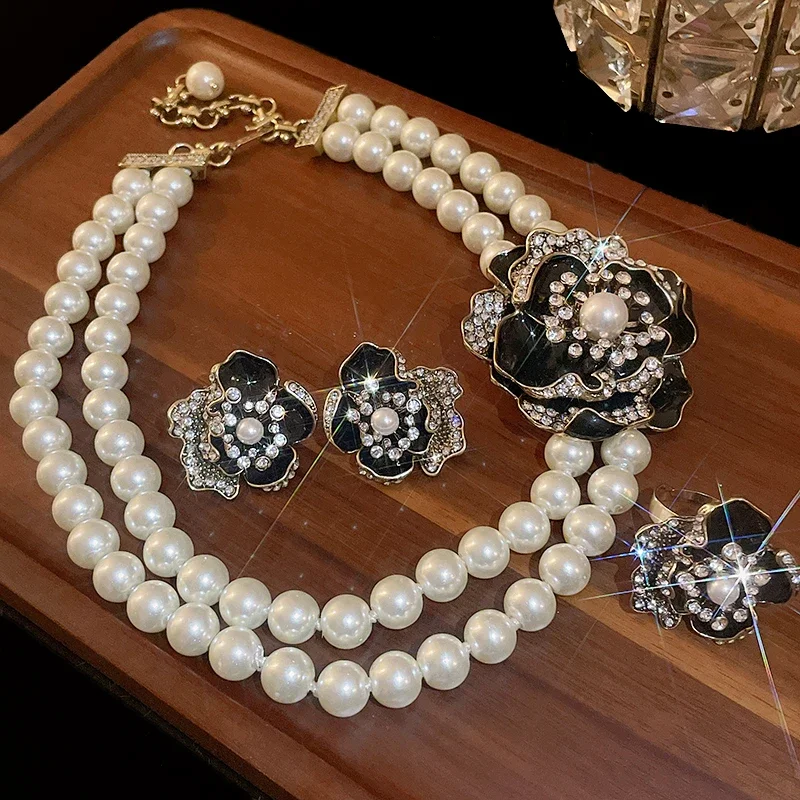 4 шт. винтажное жемчужное ожерелье для женщин яркий цветок Чокеры ожерелья 2024