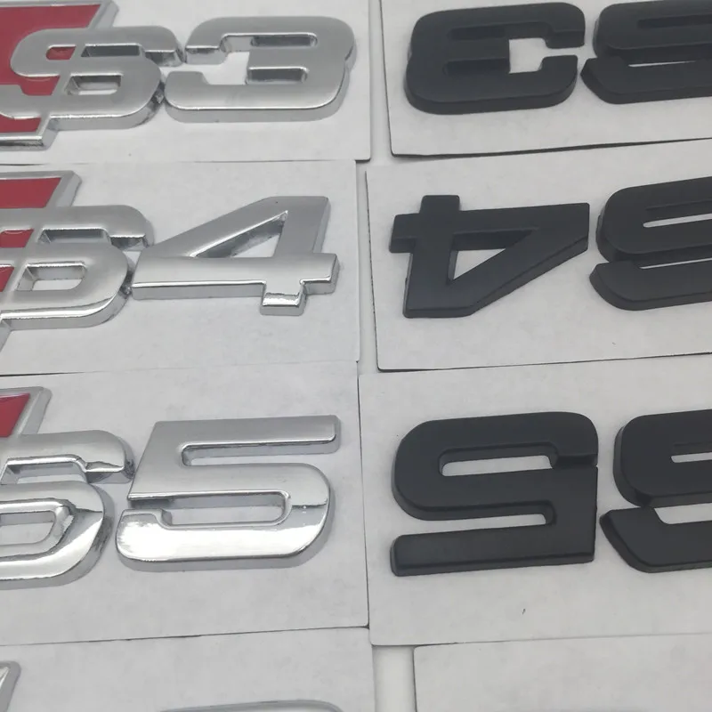 Фото 1 шт. металлическая черная/серебристая эмблема-наклейка для Audi S3 S4 S5 S6 S7 S8, на боковое крыло, заднюю часть кузова, багажник, стайлинг №2