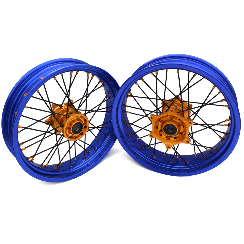 

MOQ 1 комплект EXC SX SXF supermoto обод мотоцикла колеса синий cnc машины колесные диски оранжевый концентратор для