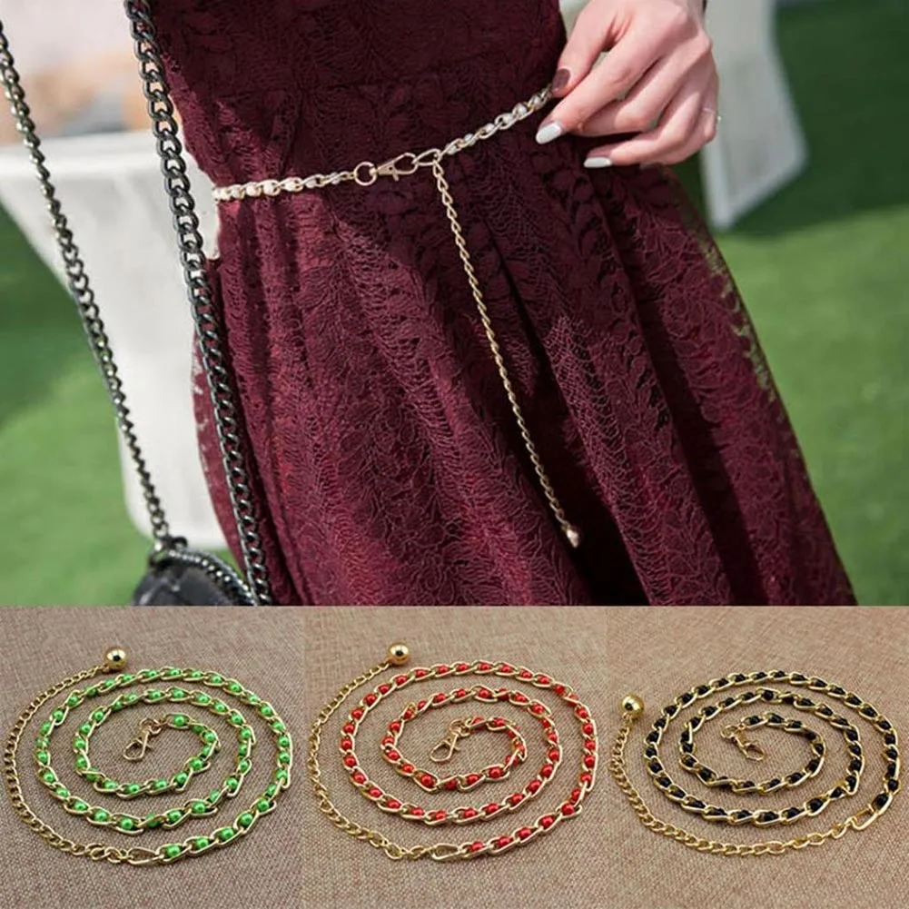 

Metal Chain Pearl Thin Waist Chains Ladies Girls Fashion Sophisticated Elegant Universal Multicolor Dress Chain Straps