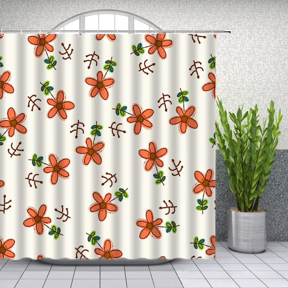 Цветочная занавеска для душа яркий цветочный узор с красочными цветами