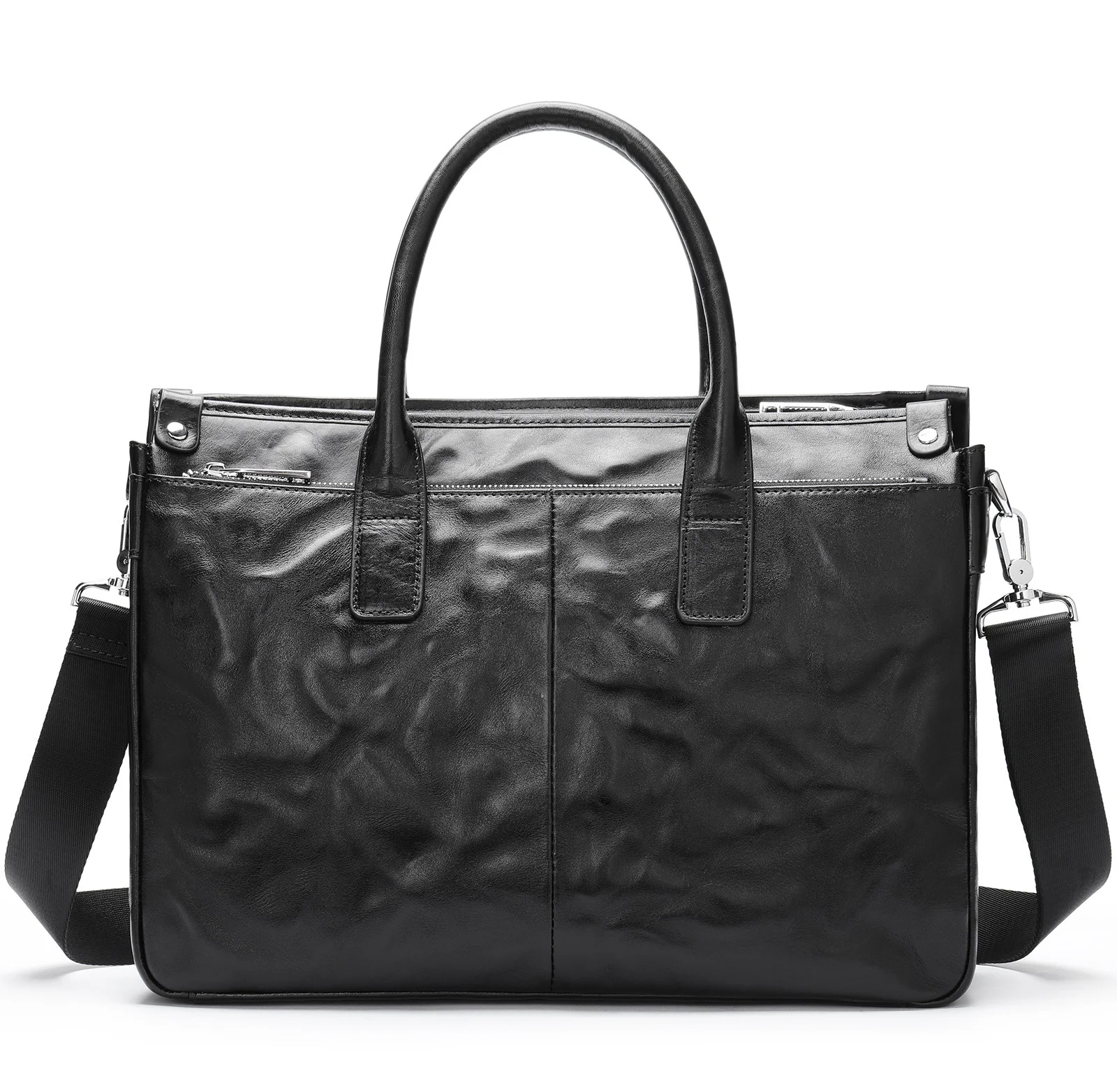 Fashion Man Crossbody Bag Business Bag Black Male Shoulder Laptop Bag Man Briefcase 100% Genuine Leather Men's Briefcase