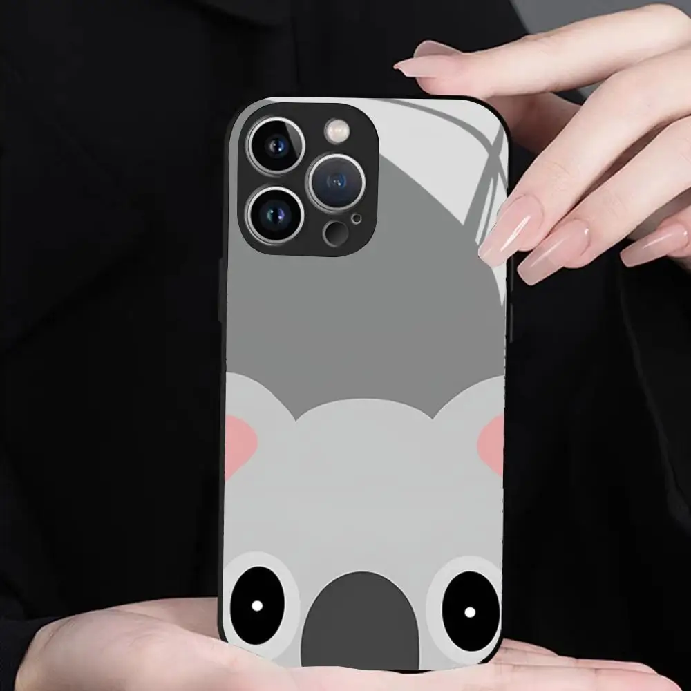 Фото Забавный мультяшный чехол K-коала для iPhone 17 16 15 14 13 12 Pro Max Xr Air Plus, черный/серебристый, жесткий корпус №5