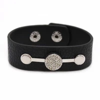 luxury simple fashion bracelet female design leather black alloy geometric buckle bracelets for women jewelry