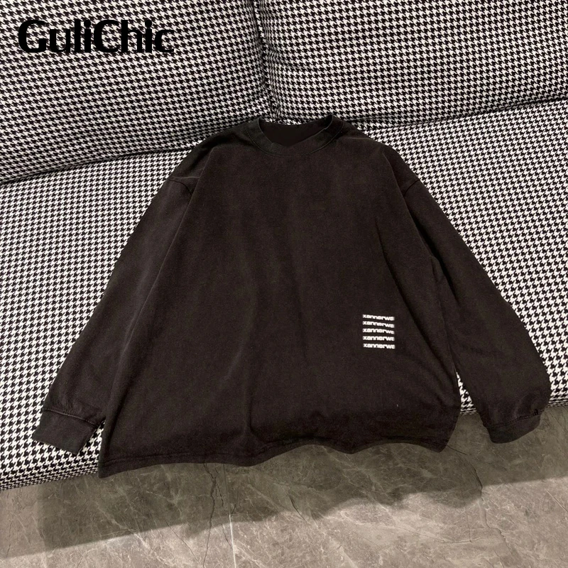 

Женская свободная футболка GuliChic 8,22 года в американском ретро стиле с принтом букв и длинным рукавом