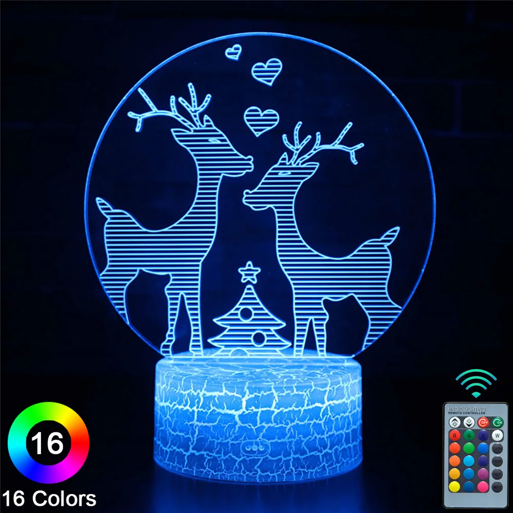 

Рождественские светодиодные 3D ночники, сенсорный пульт дистанционного управления, новинка, настольная лампа, декор для комнаты, Рождествен...