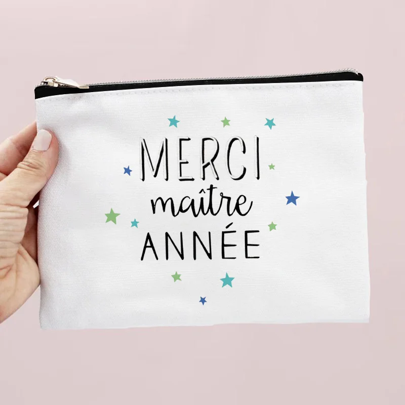 

Thank You Mistress Women's Cosmetic Bag Merci Maîtresse Teacher's Storage Bag Cosmetic Purse Pencil Cases Gift for Teachers