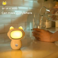 robot night light led human body induction usb charging lamp magnetic for closet cabinet bedroom wall bedside baby sleep lamp