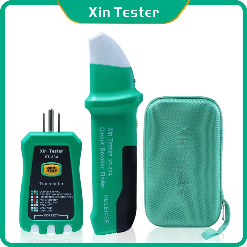 

Xin Tester digital AC circuit tracer breaker finder + GFCI outlet receptacle socket tester 90-120V electrical breaker locator