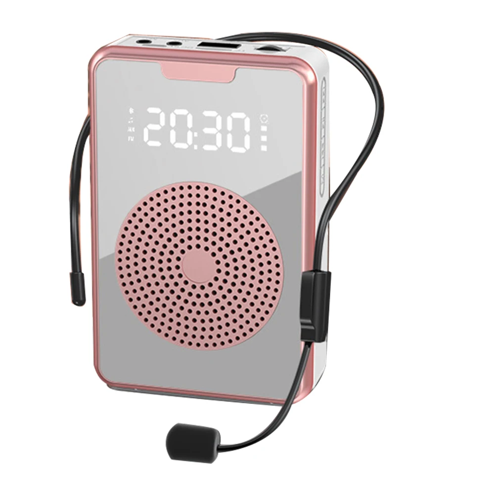 

Беспроводной усилитель голоса, Bluetooth микрофон, динамик с микрофоном, гарнитура, для туристического гида-розовое золото