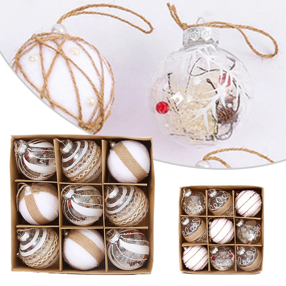 

9Pcs/Set 5 Colors Christmas Ball Ornament 8cm Xmas Tree Hanging Baubles Ball Home Garden Christmas Party Tree Decoration