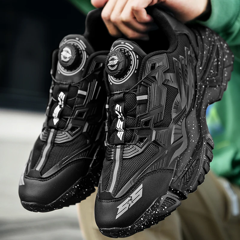 Mecha Style Sneakers for Men Couples Rotary Buckle Unisex Running Shoes Women Chunky Thick Sole Fashion Footwear High Quality