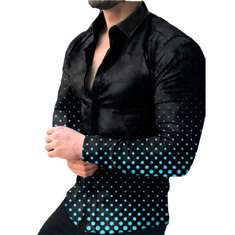 New Autumn Fashion Social Men Shirts Turn-down Collar Buttoned Shirt Casual Lattice Print Long Sleeve Tops Mens Clothes Cardigan