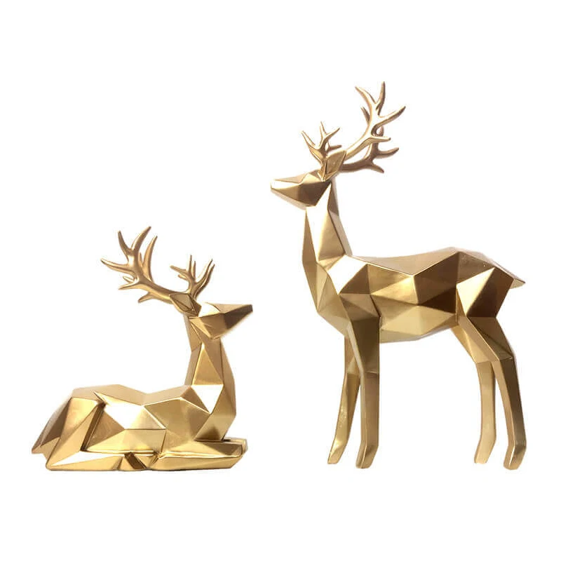

Современная Геометрическая скульптура золотого оленя, животное, настольное украшение, роскошная модель золотого оленя из смолы, подарок, у...
