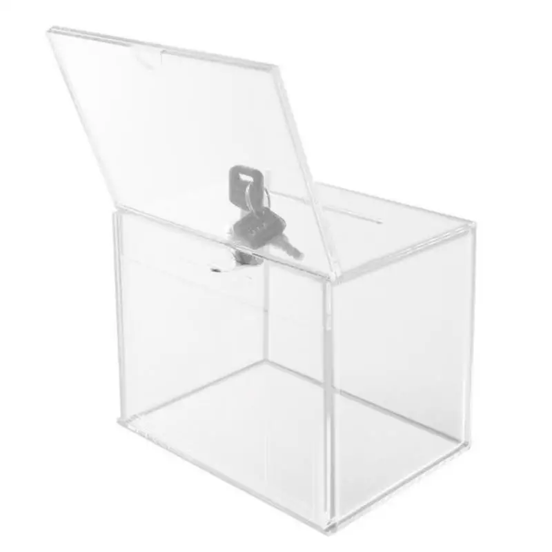 

Box Clear Donation Storage Jar Suggestion Trading Lock Ballot Raffle Acrylic Money Ticket Container Tip Fundraising Collection