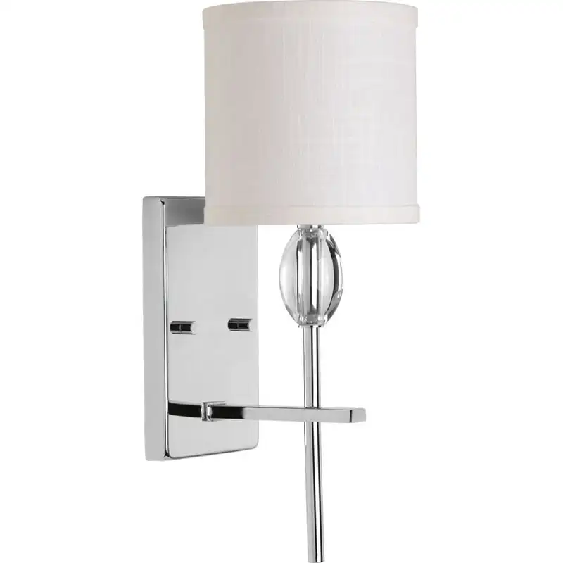 

One-Light Polished Chrome textured Fabric Shade Coastal Vanity Light