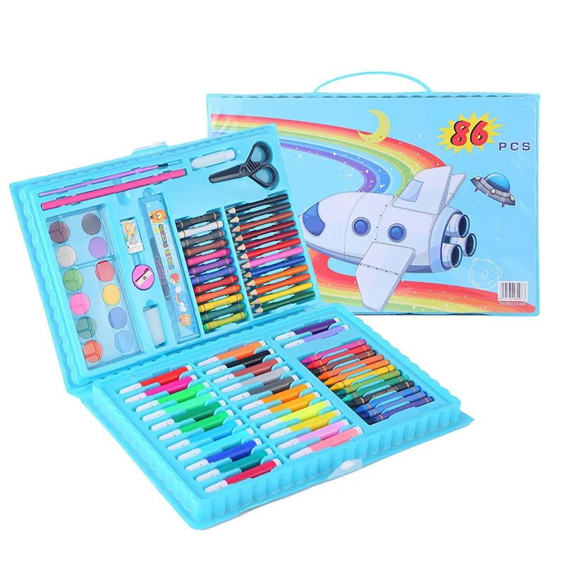 

86 Pieces of Children's Brush Combination Set Washable Art Painting Tools Crayons Watercolor Pens Stationery Gifts