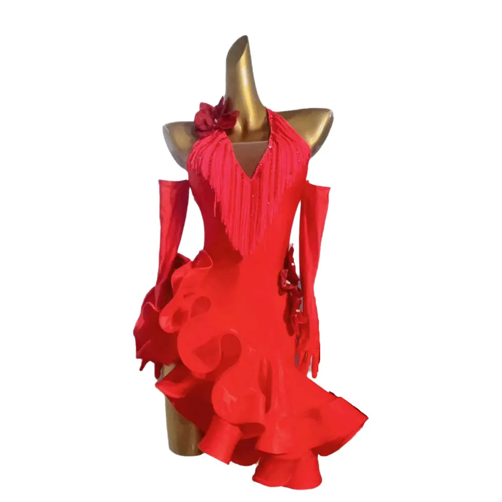 Женская сценическая одежда для латиноамериканских танцев эксклюзивный простой