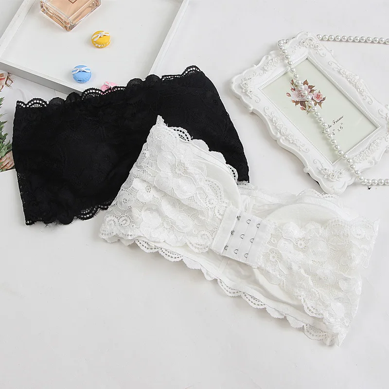 

Sexy Anti Glare Vest Style Bra With Anti Slip Gathered Student Underwear Lace Wrapped Chest Strapless Summer