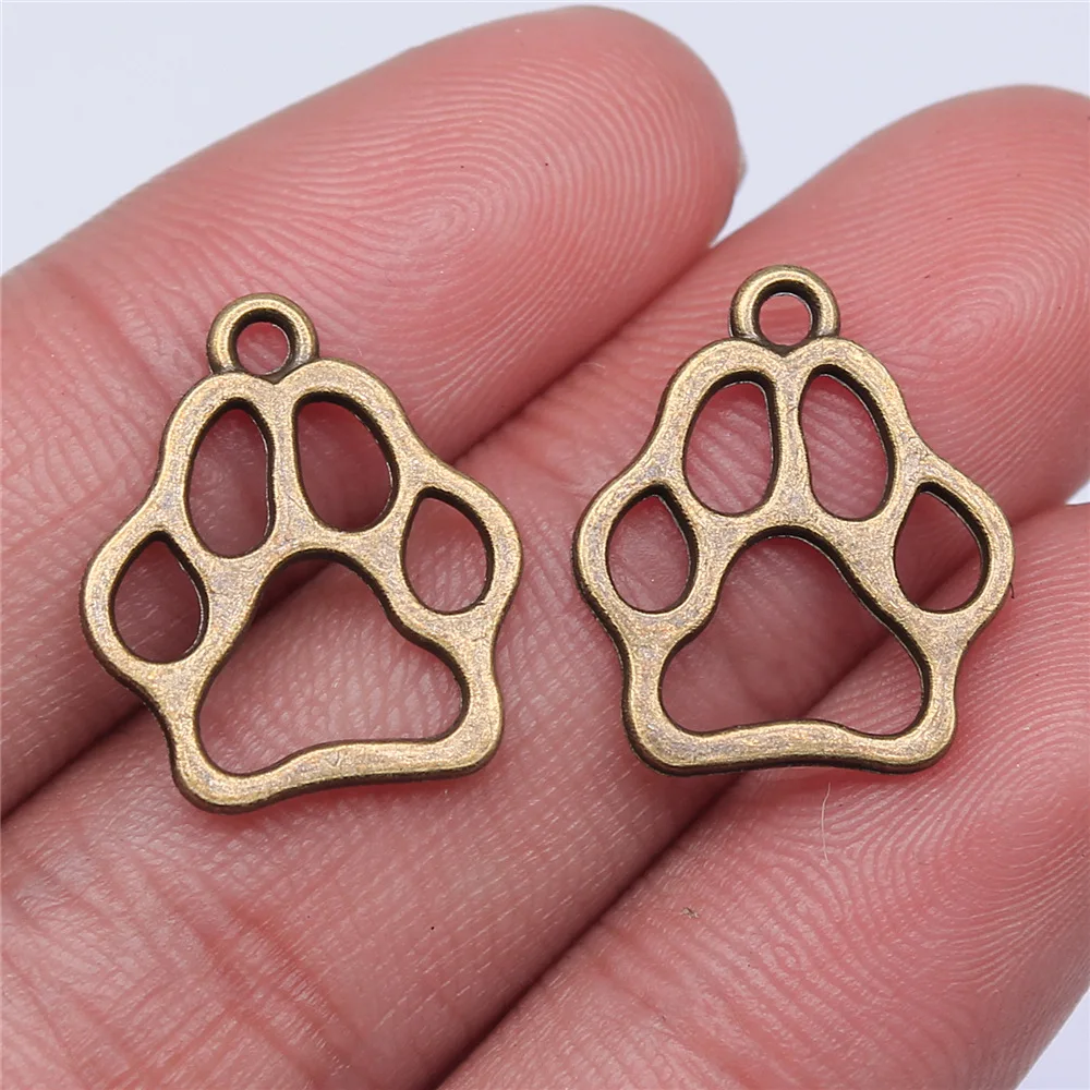 20pcs Charms Dog Paw Tibetan Bronze Silver Color Pendants Antique Jewelry Making DIY Handmade Craft |