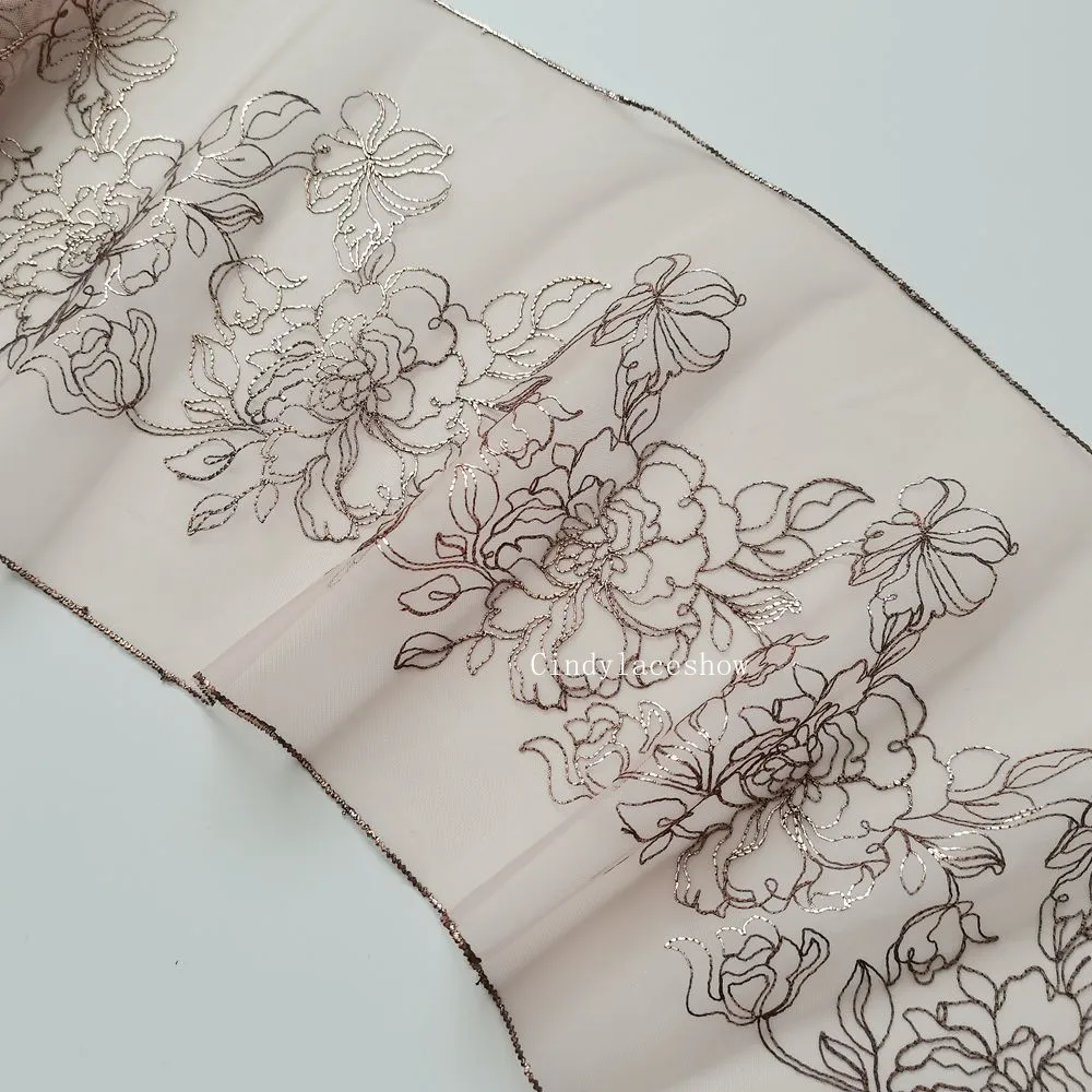 Золотая фольга пион цветочная вышивка кружевная отделка для женского платья