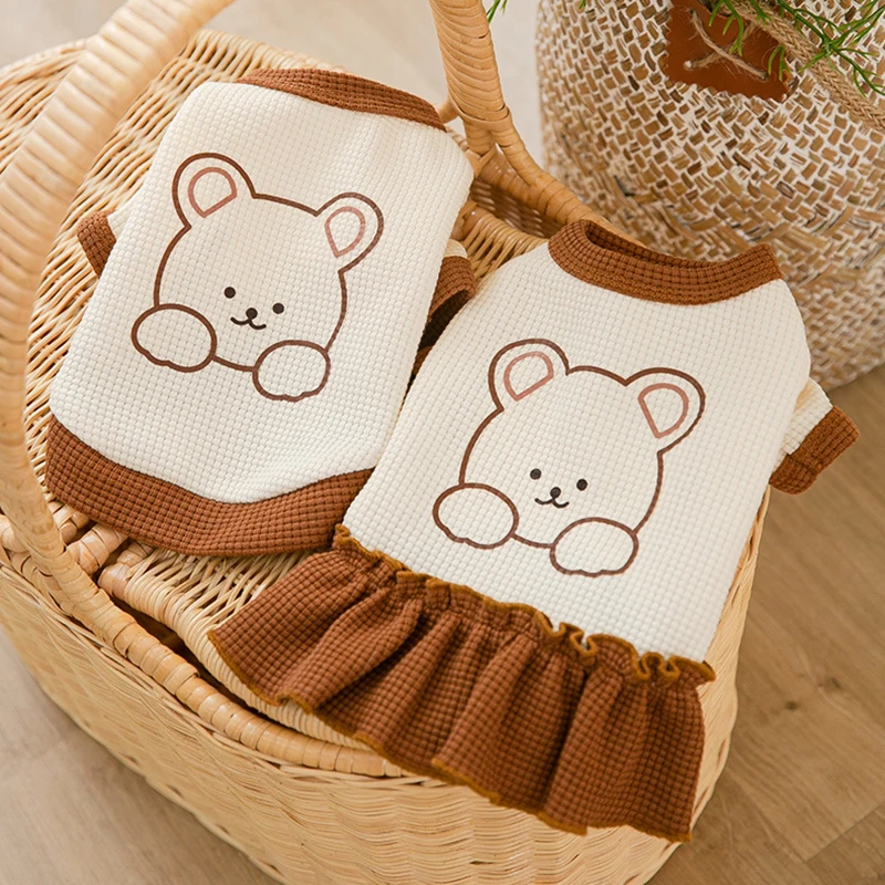 

Spring INS Style Korean Dog Dress Summer Thin Clothes For Small Dogs Cat Bear Embroidery Puppy T-shirt Bichon Chihuahua Coat Pug
