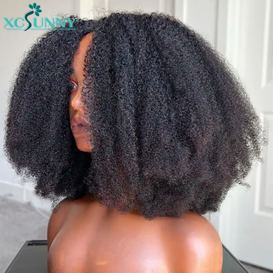 Парик с V-образным вырезом кудрявые человеческие волосы афро парик бразильский