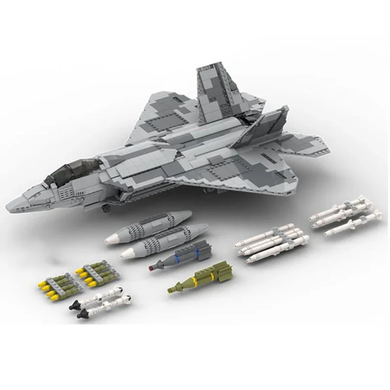 Конструктор Moc в стиле милитари модель рэптора истребитель Jet 1:34 технические