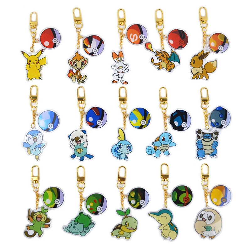 

Anime Pokemon Pikachu Keychain Acrylic Charizard Bulbasaur Keychains Key Cover Chain Keyring Jewelry Accessories Gifts Wholesale