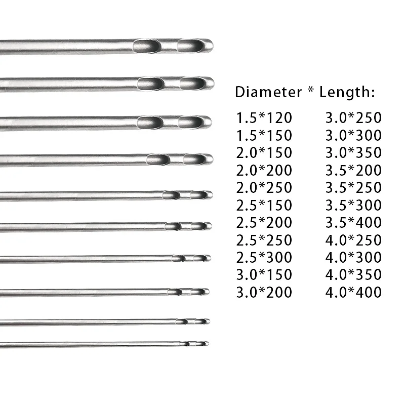 16 типов двух отверстий конюшни липосакция Передача иглы из нержавеющей стали для сбора жира Cannula для стволовых клеток 1 шт