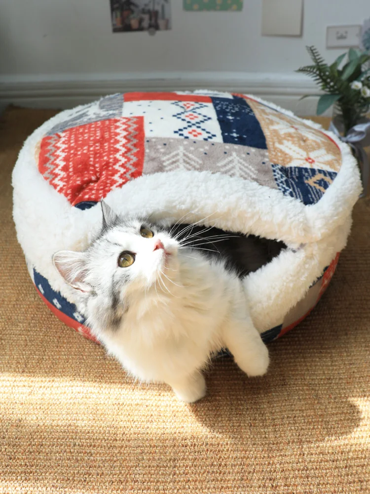 

Dog Carriers European Cat Nest Closed Hairless Cat Cat House Winter Warm Cat House Gongs Burning Cat Bed Cat Supplies Cat Nest