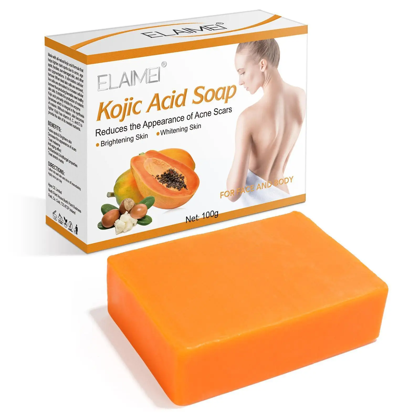 

100g Papaya Kojic Acid Soap Deep Cleansing Softening Brightening Acne Lightening Skin Cuticles Tone O7Z4