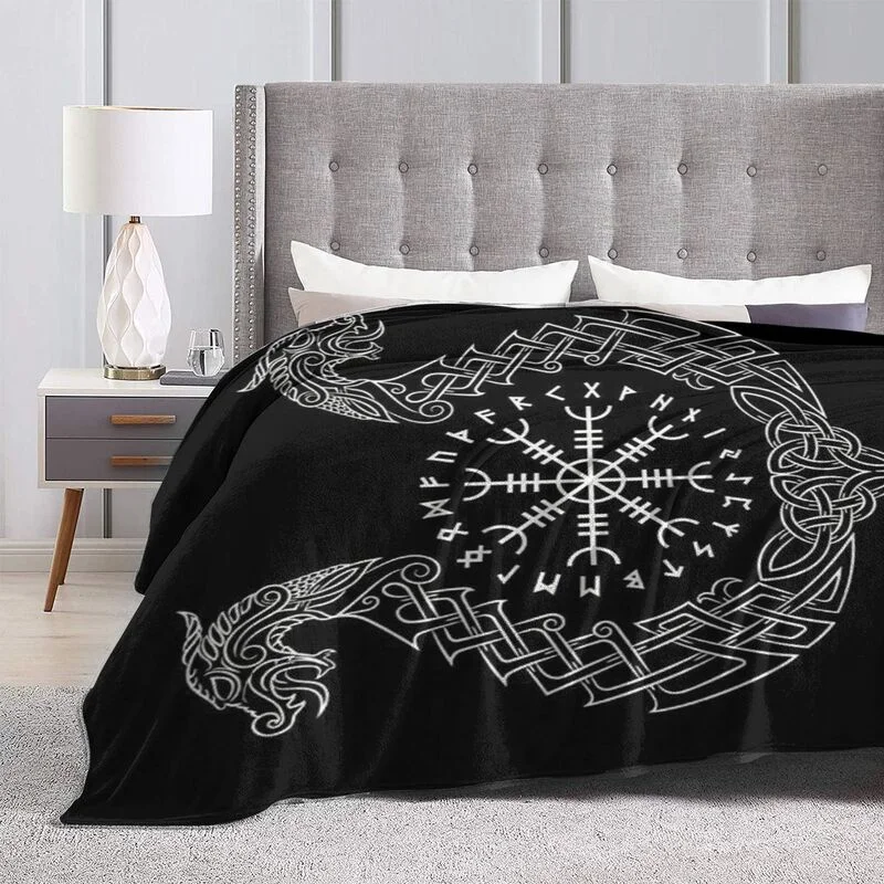 Плед Viking Dragon Vegvisir Rune серии из фланели, супер мягкий флис, теплый для спальни, дивана на.