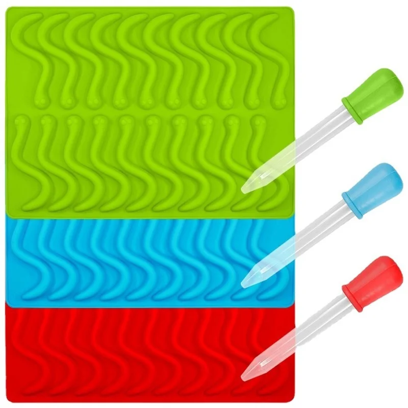 

20 Cavity Silicone Gummy Snake Worms Chocolate Mold Sugar Candy Jelly Molds Ice Tube Tray Sugar Mold Cake Decorating Tools