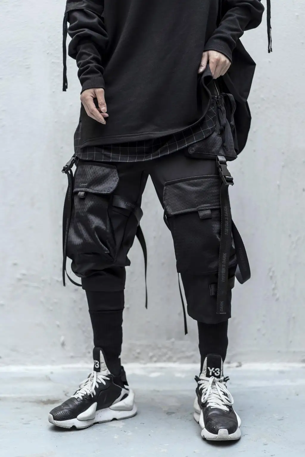 

Мужские брюки-карго Techwear, черные строгие брюки