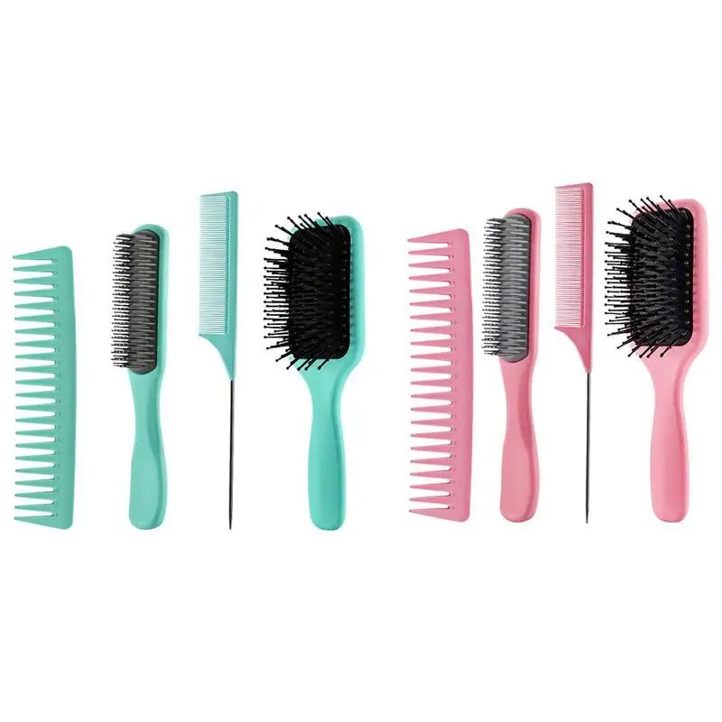

Щетка для волос 4 шт. для мужчин и женщин, щетка для распутывания и расческа для волос, широкая зубная щетка для длинных вьющихся волос, отлично подходит для влаги или