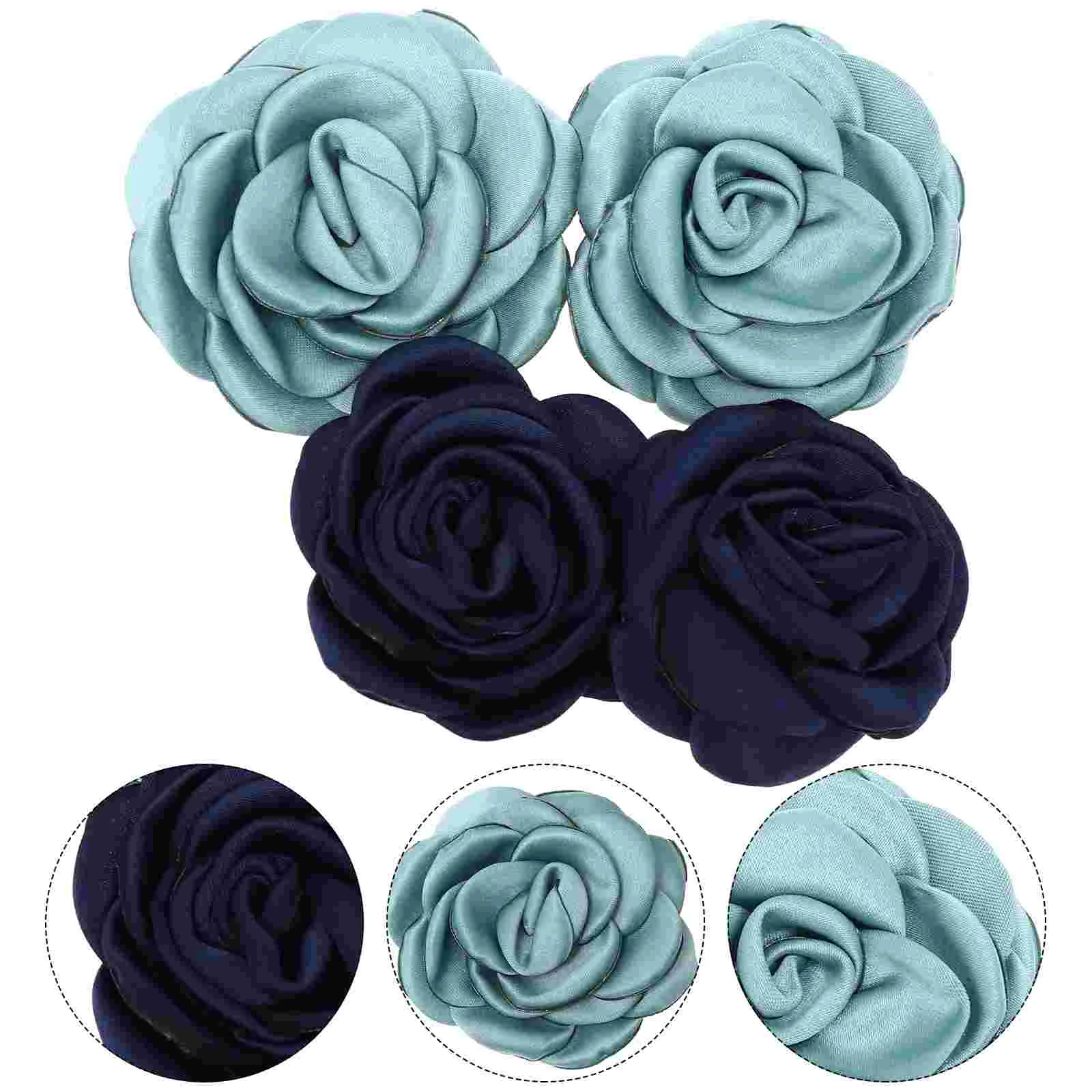 

2 Pairs Shoes Ornament Decor Accessory Flowers Accessories Cloth Adornment Clothing Diy Camellia Craft Clips