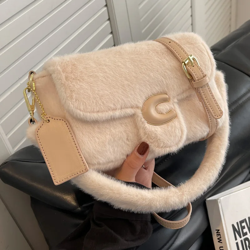 

New Women Plush Cute Shoulder Messenger Cross Body Hasp Lady Luxury Designer Bags Bolsa Feminina