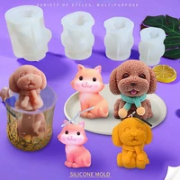 3d cute teddy dog shape ice cube silicone mold aroma candle mould diy cute pet ice cake molds baking tools cake decorating tools