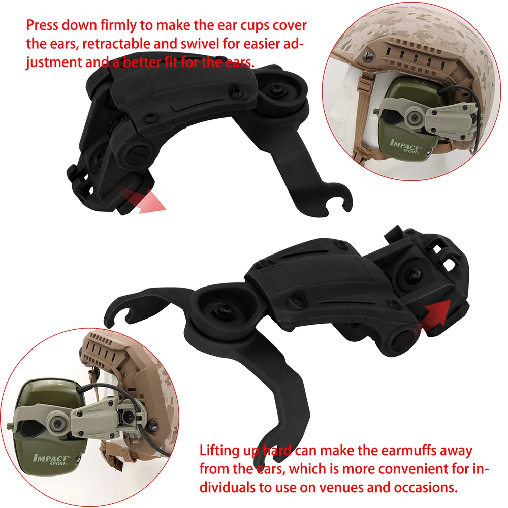 Tactical Howard Headset ARC Rail Adapter Tactical Helmet for Howard leight Impact Sport Airsoft Hunting Shooting Sport Headphone