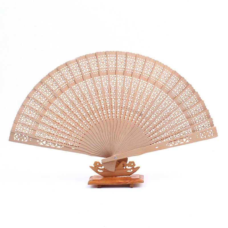 

Vintage 20 cm Folding Fan Summer Bamboo Original Wooden Carved Hand Fan Wedding Bridal Party Crafts
