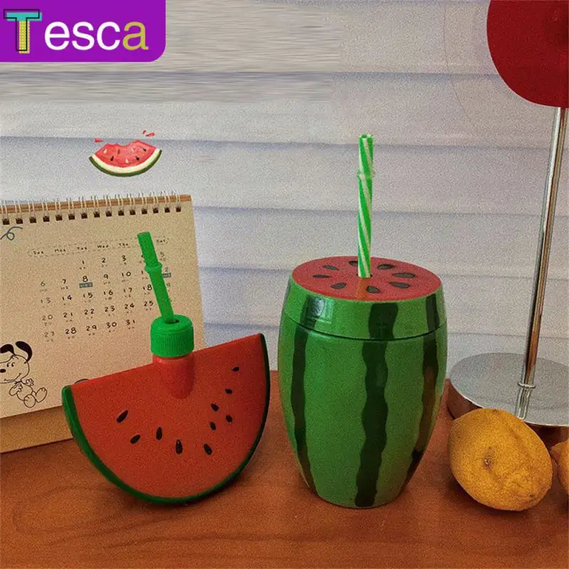 

Creative Healthy Non-toxic Watermelon Water Cup Cartoon Milk Coffee Straw Cup Food Grade Portable Milk Tea Cups Summer Gifts