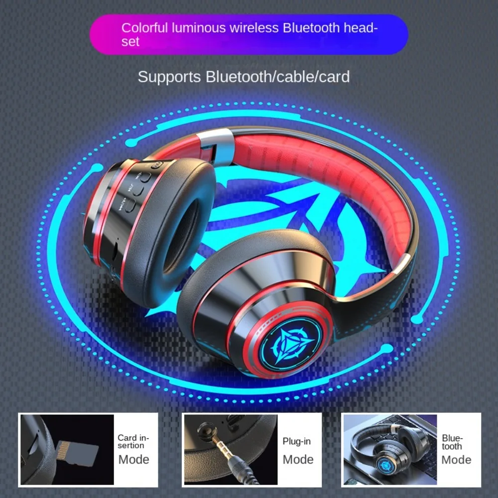 Фото Беспроводные наушники Bluetooth 5.2 с шумоподавлением Mega Bass Накладные компьютерные беспроводные наушники Сменные наушники с картой №5