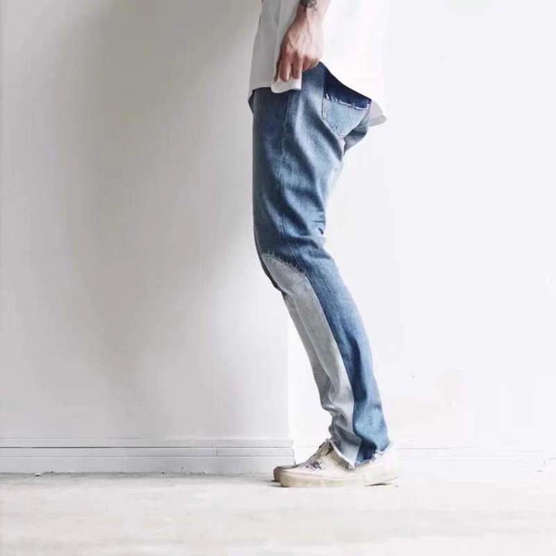 DEPTHigh Quality Mens Jeans  DEP Vintage Handmade Remade JeansGll Stitching Washed and Worn Men Straight Jeans