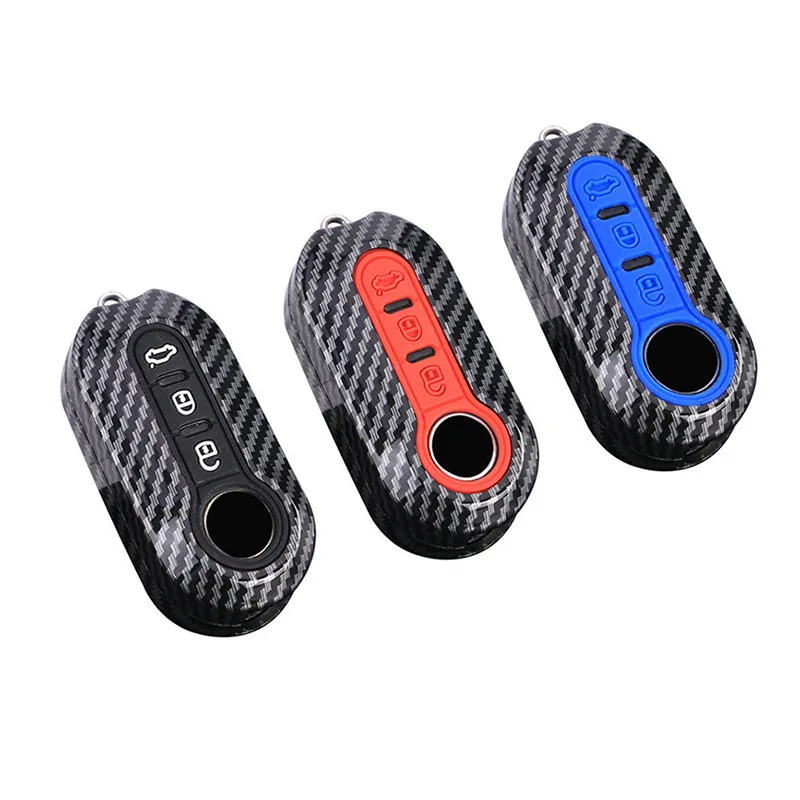 

Glossy Carbon Fiber ABS Key Fob Case Cover for Fiat 500 Panda Punto Bravo Key Shell Protect Accessories