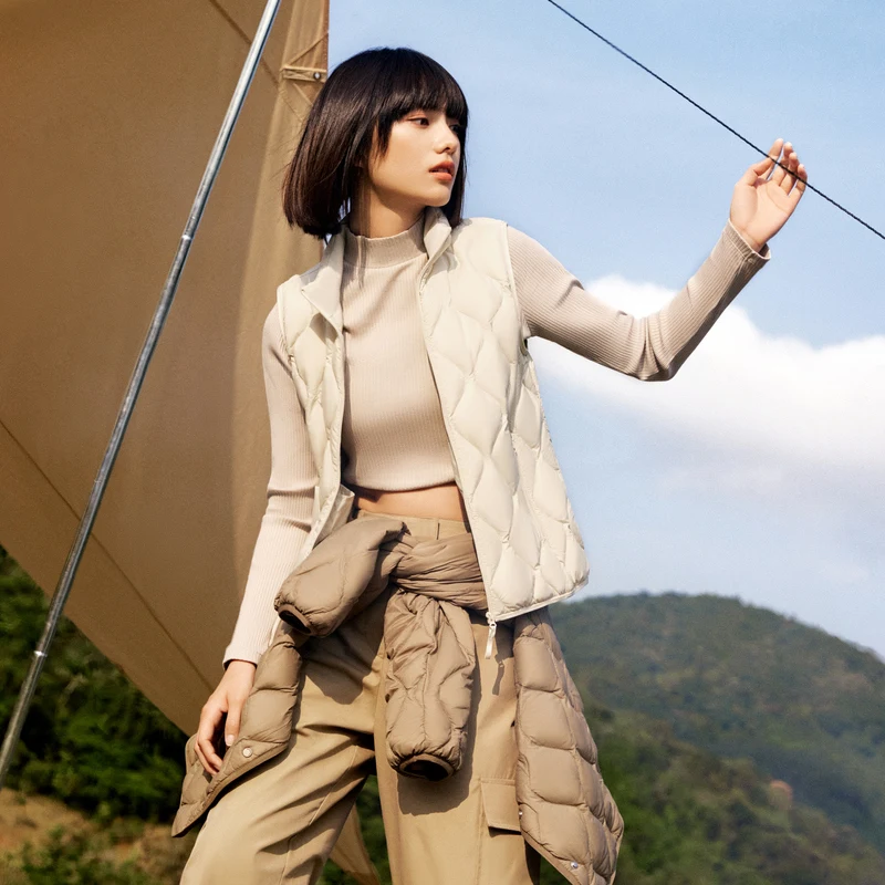 Женский легкий пуховой жилет BOSIDENG уличная ветрозащитная куртка без рукавов для