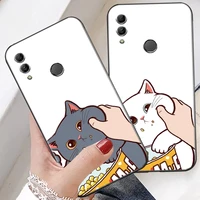 cartoon cute cat phone case for huawei honor 30s 30 lite pro 20 v20 20i 20 lite 10 v10 10i 10 lite liquid silicon